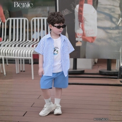 Set sơ mi 3CT Little Surfer cho bé trai áo sơ mi áo ba lỗ và quần short cho bé trai size 11 tới 28kg BERNIE H1225B30