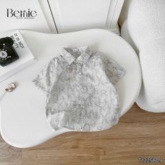 Set bộ sơ mi cho bé trai áo tay ngắn họa tiết Grafiti kèm quần short jean size 11 đến 28kg BERNIE T1225B09