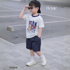 Set bộ tay ngắn đi chơi đi biển cho bé trai Ocean boy áo thun và quần short kaki size 9 tới 28kg BERNIE H1125B45
