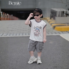 Set bộ tanktop áo thun họa tiết Poppy năng động kèm quần short cho bé trai  size 9 đến 25kg BERNIE T1125B06