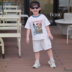 Set bộ tay ngắn đi chơi đi biển cho bé trai áo loang Houd và quần short kaki size 9 tới 28kg BERNIE T1125B15