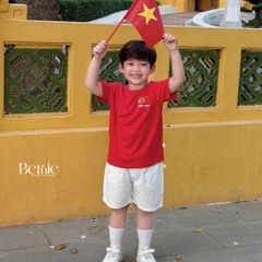 Áo thun áo Cờ đỏ sao vàng Việt Nam chất cotton tay ngắn unisex cho bé trai bé gái size 9 tới 28kg BERNIE H0226A24Đ