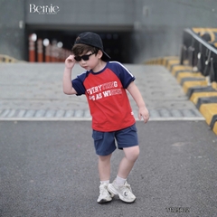 Set bộ thể thao cộc tay raplang phối màu họa tiết Everything và quần short bé trai size 9 tới 25kg BERNIE H1125B42