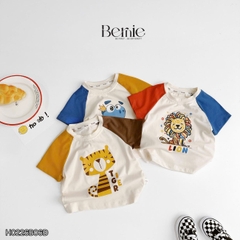 Set bộ tay ngắn cho bé trai áo thun cotton họa tiết Animal Vui Nhộn và quần short kaki 1 đến 7 tuổi BERNIE H0226B06Đ 