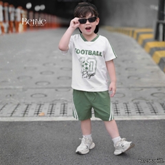 Set bộ thể thao Football cho bé trai áo tay ngắn họa tiết in chữ và số 10 kèm quần short size 9 tới 28kg BERNIE H1125B36