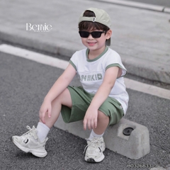Set bộ cotton áo thun tanktop BNE KID kèm quần short cho bé trai đi chơi đi học size 9 đến 28kg BERNIE H0326B33