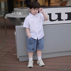Quần short quần jean cho bé trai họa tiết thêu ngộ nghĩnh đi chơi đi học size 11kg tới 28kg BERNIE KIDS H0226Q12