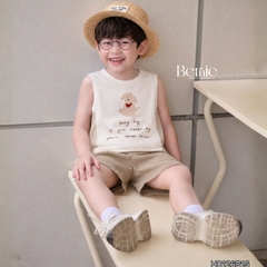 Set đồ ba lỗ bé trai Cún nhỏ tinh nghịch phong cách hàn quốc kèm quần size 9 tới 25kg BERNIE H0126B15