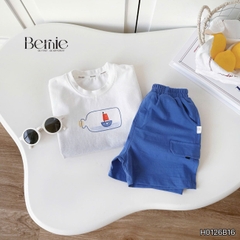 Set bộ áo tanktop Sailor loang xanh kèm quần short cho bé trai đi chơi đi biển size 1 tới 7 tuổi BERNIE H0126B16