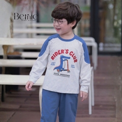 Set bộ thun dài tay áo phối màu Dino Team kèm quần dài cho bé trai size 9 tới 25kg BERNIE H0426B17