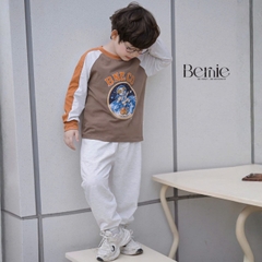 Set bộ dài tay áo thun raplang phối màu Space Dog kèm quần dài cho bé trai size 9 tới 25kg BERNIE T0526B19
