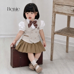 Set vest gi lê 4CT phối viền Royal cho bé trai bé gái kèm cà vạt hoặc nơ size 9 tới 28kg BERNIE H0526B58 