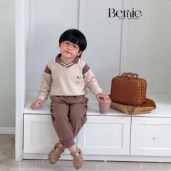 Set bộ dài tay áo polo cổ dệt Bernie Warm Light phối quần dài cho bé trai size 11 tới 28kg BERNIE T0426B11