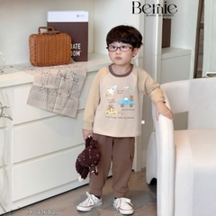 Set bộ dài tay áo thun raplang phối màu Little Riders kèm quần dài cho bé trai size 9 tới 25kg BERNIE H0426B20