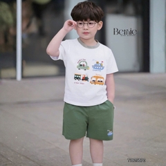 Áo thun áo phông tay ngắn chất thun cotton họa tiết Travel vui tươi cho bé trai size 9 tới 28kg BERNIE T1025B70
