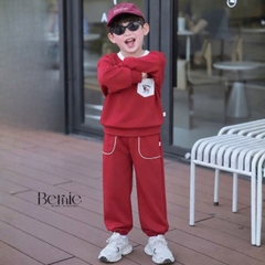 Set bộ cotton nỉ 2 da cho bé trai áo tay dài Freedom Boy kèm quần size 9kg tới 26kg BERNIE H0526B34