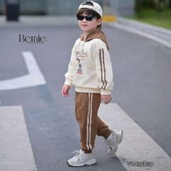 Set bộ thể thao áo hoodie bóng chày tay dài phối màu kèm mũ và quần dài cho bé trai 11 tới 28kg BERNIE V0426B38