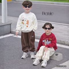 Quần dài nỉ thu đông phối viền phối màu thêu Cozy cho bé trai phong cách size 11 tới 28kg BERNIE H0526Q10