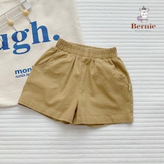 Quần sooc đùi linen kaki mềm bé trai bé gái unisex màu trắng nâu be BERNIE phong cách hàn quốc 7kg đến 30kg