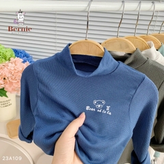 Áo phông cố lọ cao 3 phân dài tay basic cho bé trai bé gái thun cotton tăm 1 đến 7 tuổi BERNIE kids
