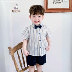 Set bộ quần áo set sơ mi ngắn tay công tử bé trai đính nơ rời mặc sinh nhật đi chơi đi tiệc 1 đến 7 tuổi BERNIE