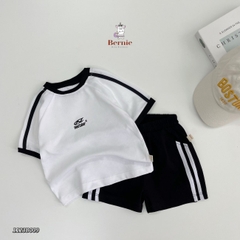 Set đồ bộ thun thể thao bóng đá số 10 messi cho bé trai chất thun cotton kèm quần ngắn từ 9 đến 24kg BERNIE