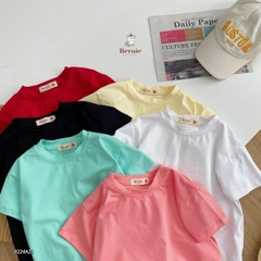 Áo phông trơn basic ngắn tay unisex cho bé trai bé gái cotton 4 chiều nhiều màu Bernie 1 đến 7 tuổi