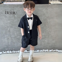 Set bộ quần áo set sơ mi công tử ngắn tay bé trai đính nơ rời mặc sinh nhật đi chơi đi tiệc 1 đến 7 tuổi BERNIE