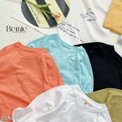 Áo phông trơn dài tay unisex cho bé trai gái BERNIE cotton xược mềm mại nhiều màu 8 đến 25kg 22A234