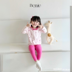 Set bộ dài thun dàì tay thu đông cotton họa tiết dễ thương viền bèo bé gái đi chơi đi học 1đến 7t BERNIE 0624B41