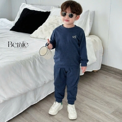 Set bộ thun  bozip dài tay thêu ngực cho bé trai phong cách hàn quốc size 1 đến 7 tuổi BERNIE 0724B04