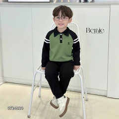 Set bộ thun polo dài tay raplang chất polo cá sấu họa tiết thêu cho bé trai 1 đến 7 tuổi BERNIE 0724B30