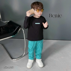 Set bộ thun tay dài unisex chất cotton họa tiết in chữ cho bé trai bé gái size 1đến 7 tuổi BERNIE 0624B05
