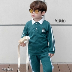 Set bộ thun dài tay raplang cotton da cá họa tiết in chữ thể thao cho bé trai 1 đến 7 tuổi BERNIE 0424B27