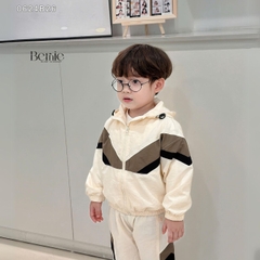Set bộ gió dài tay thể thao sơ mi phối màu phong cách hàn quốc cho bé trai size 1 đến 7 tuổi BERNIE 0624B26