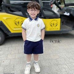Bộ đồ thun Polo cho bé trai bé gái đồng phục BERNIE thủy thủ quần short ngắn chân váy xếp ly 8-30kg H0924B04