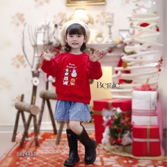 Áo noel màu đỏ áo phông dài tay giáng sinh cho bé trai bé gái 1 đến 7 tuổi BERNIE 0824A13