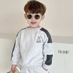 Set bộ quần áo thun dài tay thu đông cho bé trai chất liệu nỉ bông 1 đến 7 tuổi BERNIE H0924B43