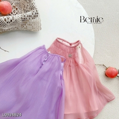 Set yếm lụa hoa sen cho bé gái dễ thương chất lụa sần cao cấp Bernie 1 tuổi đến 7 tuổi