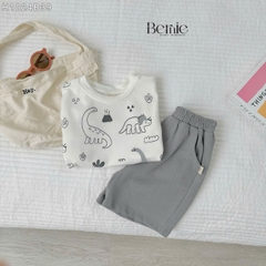 Set bộ thun cotton họa tiết khủng long phong cách hàn quốc cho bé trai 1 đến 7 tuổi BERNIE H1024B39