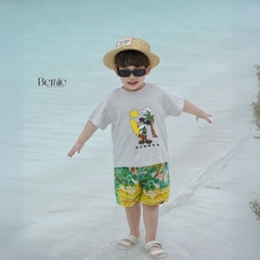 Set bộ thun tay ngắn set đi biển họa tiết Snoopy cho bé trai áo thun cotton quần đũi mềm mại size 1 đến 7 tuổi BERNIE 0124B43