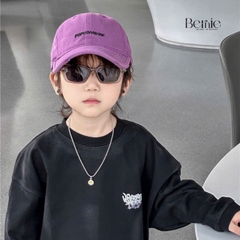 Mũ lưỡi trai kaki xước unisex cho bé trai bé gái thêu chữ phong cách Hàn quốc BERNIE 49-52cm cm bé 2 đến 6 tuổi 