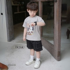 Áo phông tay ngắn unisex cho bé trai bé gái thun cotton họa tiết hoạt hình size 9 tới 28kg BERNIE P1224A30