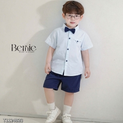 Set sơ mi bé trai công tử kèm nơ cho bé thôi nôi sinh nhật sự kiện size 9 tới 28kg BERNIE T1124B23