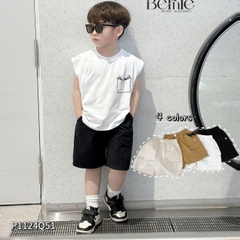 Quần short quần kaki đùi phối túi hộp 1 bên cho bé trai đi chơi đi học size 9 tới 28kg BERNIE P1124Q51