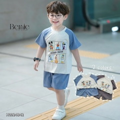 Set bộ thun tay ngắn set raplang họa tiết hoạt hình cho bé trai chất thun cotton mềm size 1 đến 7 tuổi BERNIE H0924B42