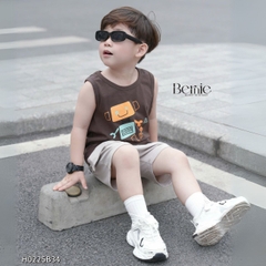 Set đồ ba lỗ bé trai phong cách hàn quốc áo thun ba lỗ robot kèm quần short size 9 tới 29kg BERNIE H0225B34