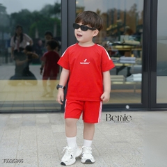 Đồ bộ cộc cho bé trai dáng thể thao viền sọc họa tiết khủng long cho bé từ 9 đến 24kg BERNIE T0225B06