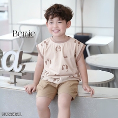 Set bộ tanktop họa tiết in trần cún cho bé trai kèm quần short 9 đến 25kg BERNIE H0225B31