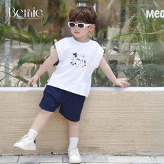 Set bộ tanktop cho bé trai áo thun tanktop họa tiết hình in cute kèm quần short jean 9kg đến 28kg BERNIE P0225B21